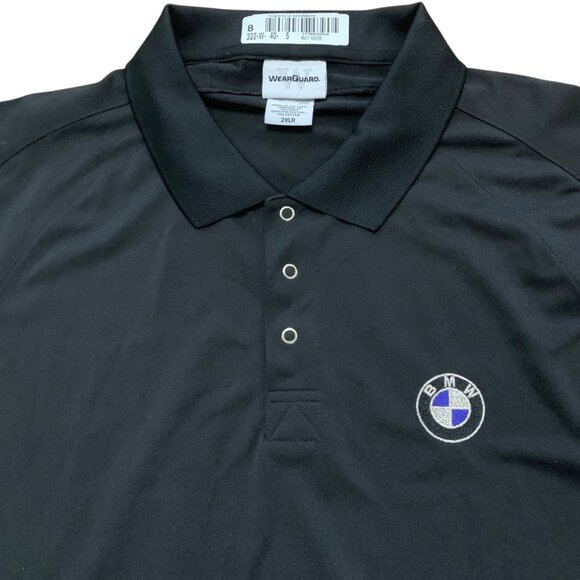 BMW Black Polo Shirt Embroidered Logo Mens 2XL Short Sleeve Snap-Up Collar - Picture 3 of 11